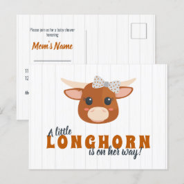 ベビーガールロングホーン焼きオレンジ赤ちゃんシャワー インビテーションポストカード