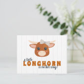 ベビーガールロングホーン焼きオレンジ赤ちゃんシャワー インビテーションポストカード (スタンド正面)