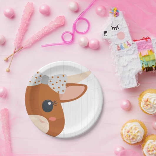 ベビーガールロングホーン焼きオレンジ赤ちゃんシャワー ペーパープレート (パーティー)