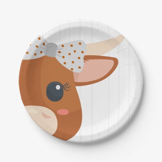 ベビーガールロングホーン焼きオレンジ赤ちゃんシャワー ペーパープレート (正面)