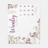 ベビーガールワイルドフラワーマイルストーンブランケット、ラベンダー フリースブランケット (正面)