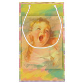 ベビーガールヴィンテージの水色エレガントかわいい スモールペーパーバッグ (裏面)