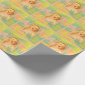 ベビーガールヴィンテージの水色エレガントかわいい ラッピングペーパー (角)