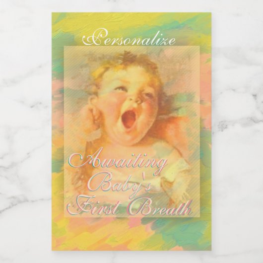 ベビーガールヴィンテージエレガントかわいい水色 ワインラベル (シングルラベル)