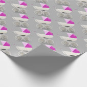 ベビーガールヴィンテージベビーカー模様 ラッピングペーパー (角)