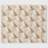 ベビーガールヴィンテージラッピング紙ピンク ラッピングペーパー (フラット)