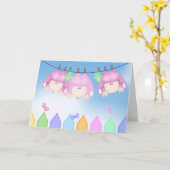 ベビーガール三つ子 カード (黄色い花)