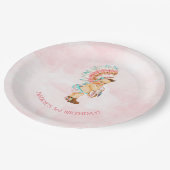 ベビーガール先住民ヘアドレスモカシン赤面アクア ペーパープレート (アングル)