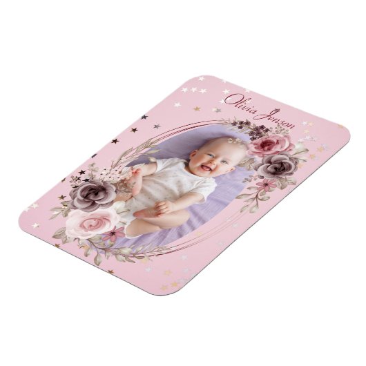 ベビーガール写真かわいいピエレガントンクモダンフローラ マグネット (左側)