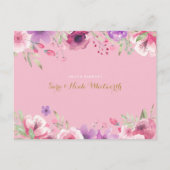 ベビーガール写真スクリプトありがとうフローラピンク誕生 案内ポストカード (裏面)