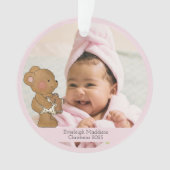 ベビーガール写真テディベア祖父母 オーナメント (正面)