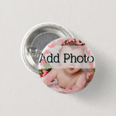 ベビーガール写真ピンクの足跡パターン 缶バッジ (正面&裏面)