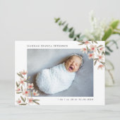 ベビーガール写真ピンクワイルドフラワーズ誕生 案内状 (スタンド正面)