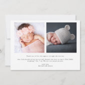 ベビーガール写真ピンクワイルドフラワーズ誕生 案内状 (裏面)