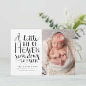 ベビーガール写真リトル天国を地球に送る誕生 案内状 (スタンド正面)