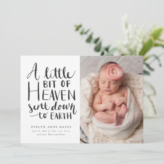 ベビーガール写真リトル天国を地球に送る誕生 案内状 (スタンド正面)