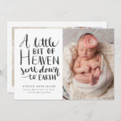 ベビーガール写真リトル天国を地球に送る誕生 案内状 (正面/裏面)