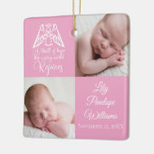 ベビーガール写真喜び天使かわいいピンクのクリスマス セラミックオーナメント (左)