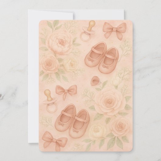 ベビーガール出生告知カード 招待状 (裏面)