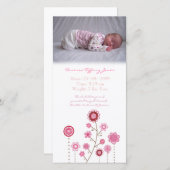 ベビーガール出生告知フォトカードテンプレート 案内状 (正面/裏面)