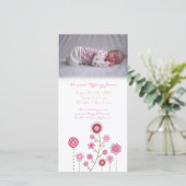 ベビーガール出生告知フォトカードテンプレート 案内状 (スタンド正面)