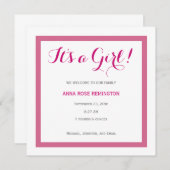 ベビーガール出生届クラシック出スタイルピンクA2 招待状 (正面/裏面)