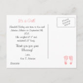 ベビーガール出産発表はがき 案内ポストカード (裏面)