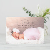 ベビーガール出産発表ピンクの写真カード 招待状 (スタンド正面)