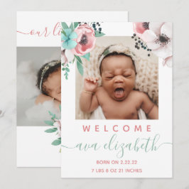 ベビーガール出産発表 招待状