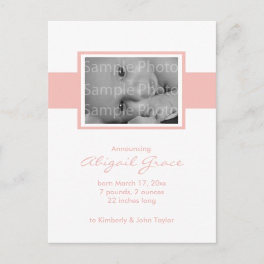 ベビーガール出産発表 案内ポストカード (正面)