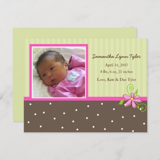 ベビーガール出産発表 案内ポストカード (正面/裏面)