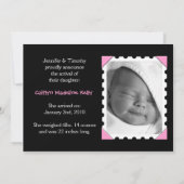 ベビーガール出産発表 案内状 (裏面)