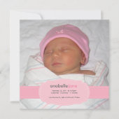 ベビーガール出産発表 案内状 (正面)