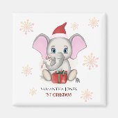 ベビーガール初めてのクリスマスかわいい象の休日 マグネット (正面)