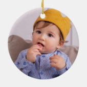 ベビーガール初めてのクリスマスかわいい鹿写真テンプレート セラミックオーナメント (裏面)