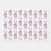 ベビーガール初めてのクリスマスエレファントピンク名 ラッピングペーパーシート (正面)