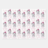 ベビーガール初めてのクリスマスエレファントピンク雪の名前 ラッピングペーパーシート (正面3)