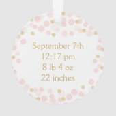 ベビーガール初めてのクリスマスオーナメント、ピンク金ゴールドドット オーナメント (裏面)