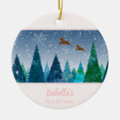 ベビーガール初めてのクリスマススノーフレーク写真 セラミックオーナメント (正面)