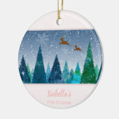 ベビーガール初めてのクリスマススノーフレーク写真 セラミックオーナメント (左)