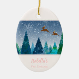 ベビーガール初めてのクリスマススノーフレーク写真 セラミックオーナメント