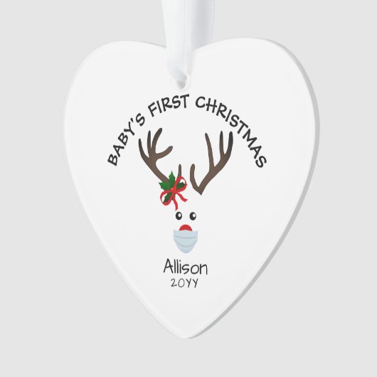 ベビーガール初めてのクリスマスズトナカパーソナライズされたイ オーナメント (正面)