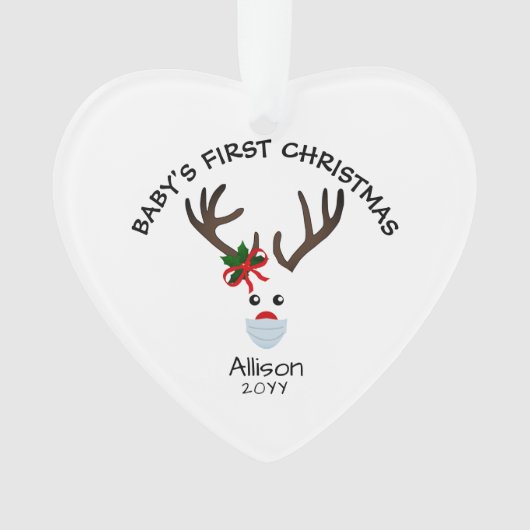 ベビーガール初めてのクリスマスズトナカパーソナライズされたイ オーナメント (正面)
