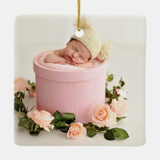 ベビーガール初めてのクリスマスソフトピンクフローラフレーム セラミックオーナメント (裏面)