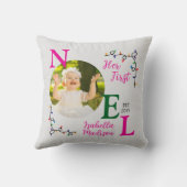 ベビーガール初めてのクリスマスピンクファーストノールフォト クッション (裏面)