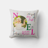 ベビーガール初めてのクリスマスピンクファーストノールフォト クッション (正面)