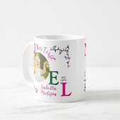 ベビーガール初めてのクリスマスピンクファーストノールフォト コーヒーマグカップ (正面左)