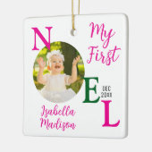 ベビーガール初めてのクリスマスピンクファーストノールフォト セラミックオーナメント (左)