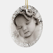 ベビーガール初めてのクリスマスホワイトベリーリースピンク セラミックオーナメント (右)