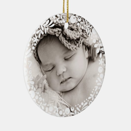 ベビーガール初めてのクリスマスホワイトベリーリースピンク セラミックオーナメント (右)